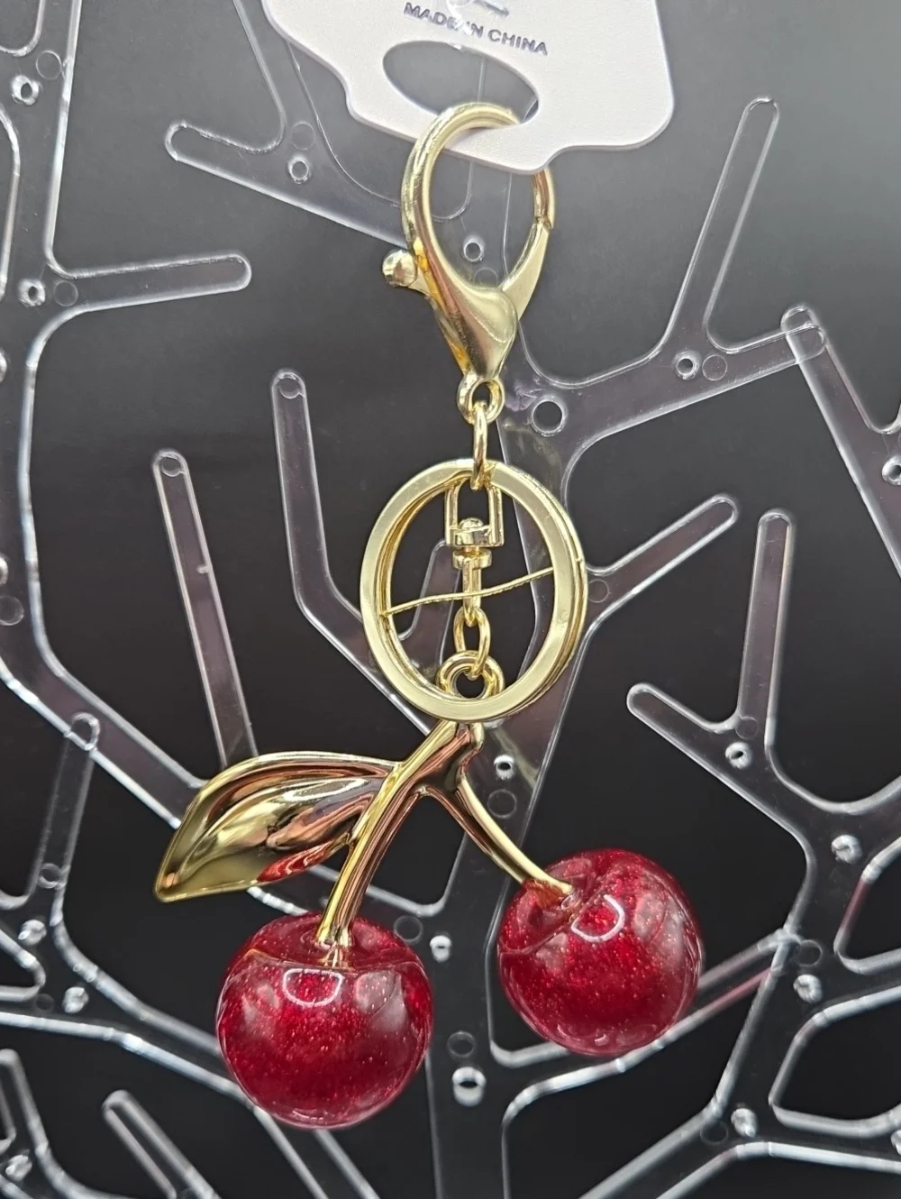 New Deep Red Cherry Bag Charm NWT